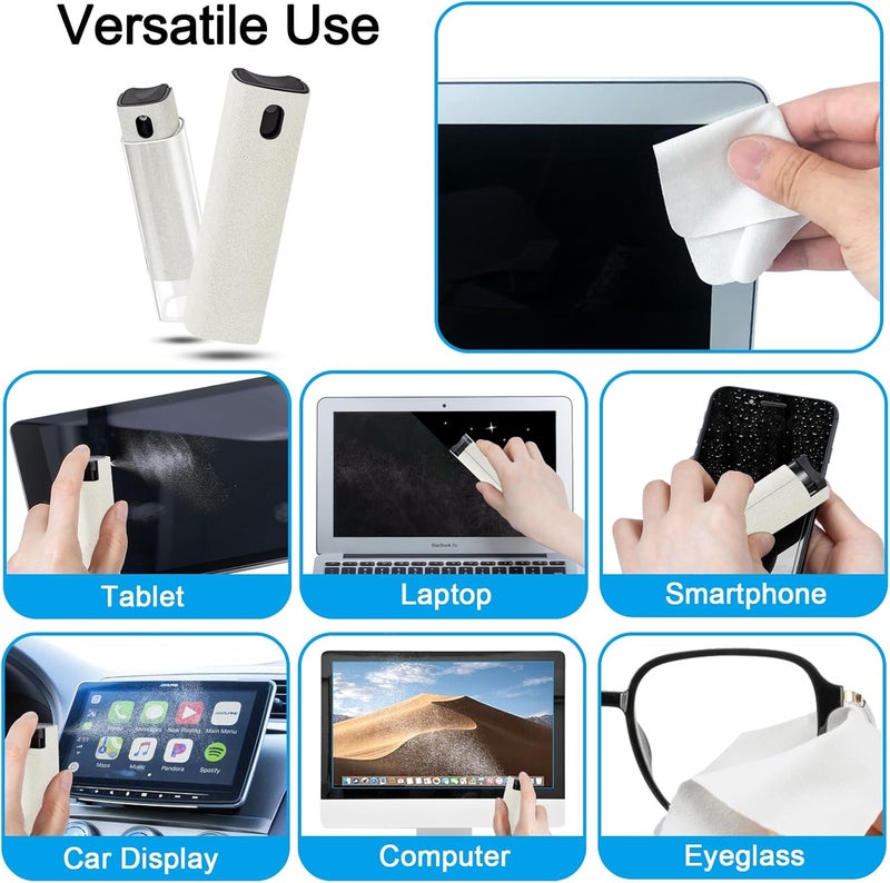 walrfid 2Pcs Car Screen Cleaner, Laptop Screen Cleaner Spray and Wipe, Electronic Computer Cleaning Kit for iPad, iPhone, Cellphone, Monitor, MacBook Pro, Car Display, Tablet, TV Flat Screens, Cream - Image 4
